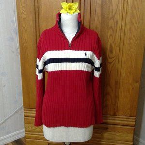 Red stripe accent Ralph Lauren polo sweater